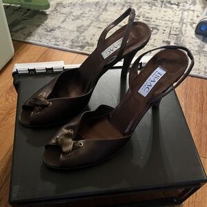 Women's Isaac Mizrahi brown Peep Toe Pumps Slip On size 11 M USED